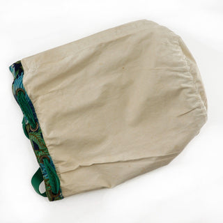 Hermes Vintage Drawstring Bucket Shoulder Bag Printed Canvas