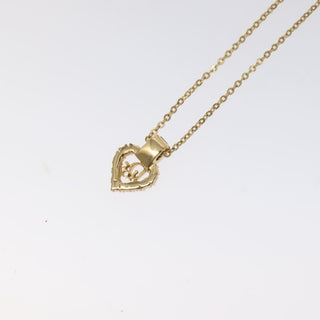 Christian Dior Logo Heart Pendant Necklace Metal with Crystal