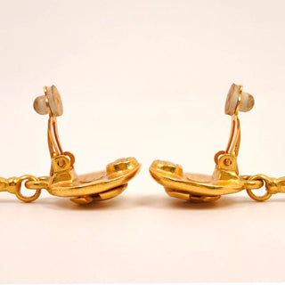 Chanel Logo Drop Earrings Plated Gold