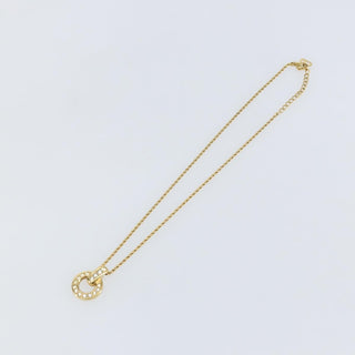 Christian Dior CD Round Pendant Necklace Metal and Crystals