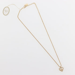 Christian Dior Vintage CD Heart Pendant Necklace Metal with Crystals