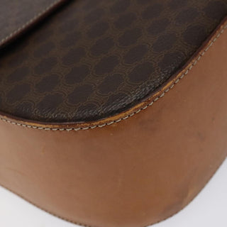 Celine Vintage Convertible Macadam Turnlock Shoulder Bag Canvas and Leather