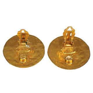 Chanel Vintage CC Round Button Clip-On Earrings Metal