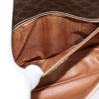 Celine Vintage Macadam Circle Logo Shoulder Bag Canvas and Leather