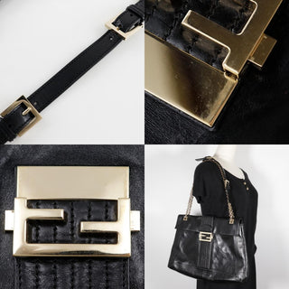 Fendi Maxi Baguette Chain Shoulder Bag Leather