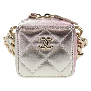 Chanel CC Cube Zip Clutch with Chain Handle Quilted Lambskin