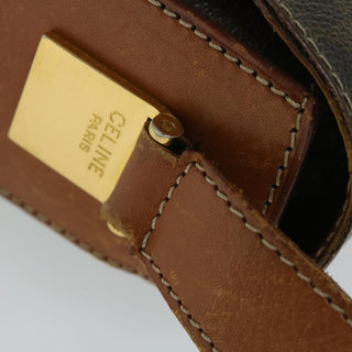 Celine Vintage Convertible Macadam Turnlock Shoulder Bag Canvas and Leather