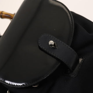 Gucci Vintage Bamboo Backpack Nylon and Patent Leather