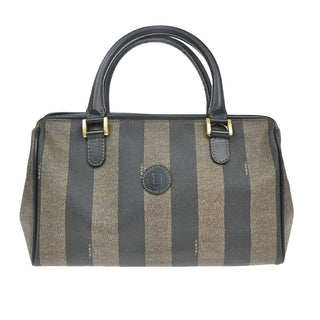 Fendi Vintage Pequin Boston Bag Coated Canvas