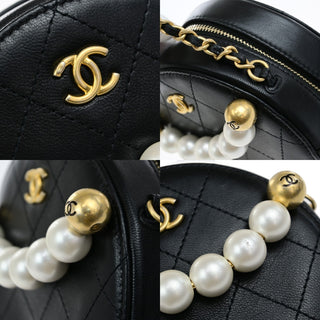 Chanel Chic Pearls Round Clutch with Chain Quilted Lambskin