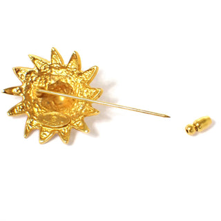 Chanel Vintage Sunburst Lion Head Brooch Metal