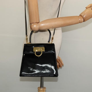 Salvatore Ferragamo Gancini Convertible Top Handle Bag Patent Leather