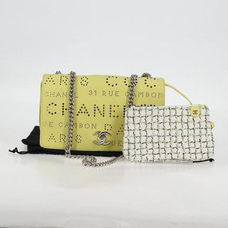 Chanel Logo Eyelets Flap Bag Perforated Calfskin