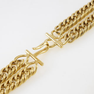 Chanel Vintage Double Chain Leo Lion Sun Necklace Metal