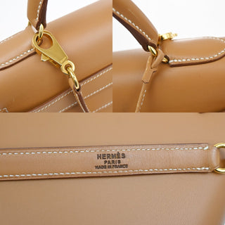 Hermes Kelly Handbag Light Chamonix with Gold Hardware