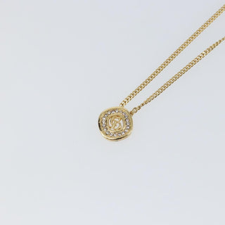 Christian Dior CD Pendant Necklace Metal and Crystals