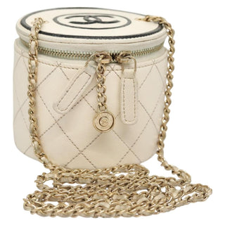 Chanel CC Round Vanity Case with Chain Quilted Lambskin