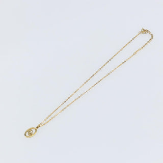 Christian Dior Round Logo Pendant Necklace Metal