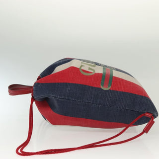 Gucci Logo Drawstring Backpack Striped Canvas
