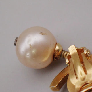 Chanel Vintage CC Drop Clip-On Earrings Metal with Faux Pearl