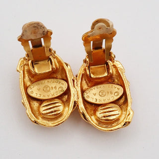 Chanel Vintage CC Button ovales Clip-On Earrings Gold-plated