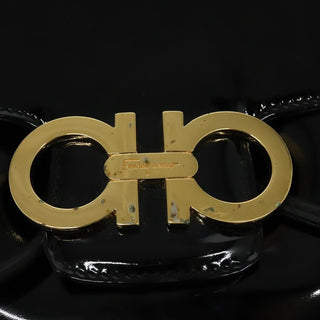 Salvatore Ferragamo Gancini Flap Drawstring Backpack Patent leather