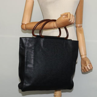 Chanel Vintage Wooden Ring Tote Caviar