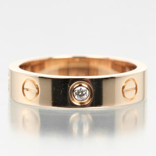 Cartier Love Wedding Band 1 Diamond Ring 18K Rose Gold with Diamond