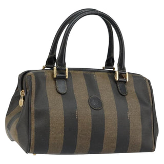 Fendi Vintage Pequin Boston Bag Coated Canvas