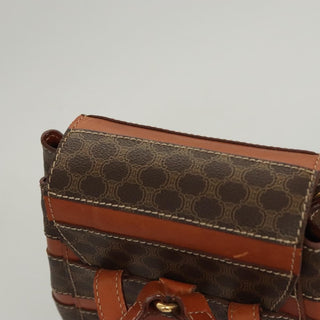 Celine Vintage Drawstring Flap Backpack Macadam Coated Canvas