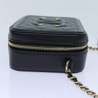 Chanel Filigree Vanity Clutch with Chain Quilted Caviar