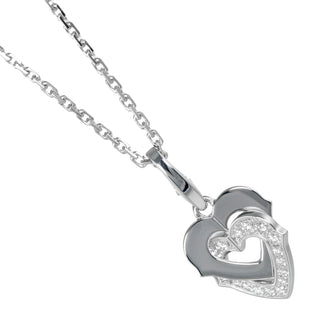 Cartier Double Heart Pendant Charm 18 white gold