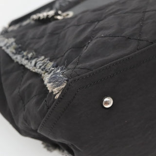 Chanel Logo Chain Tote Quilted Nylon with Tweed