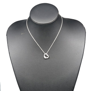 Tiffany & Co. Elsa Peretti Open Heart Pendant Necklace Sterling Silver with Pink Sapphire