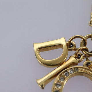 Christian Dior Logo Pendant Necklace Metal with Crystal