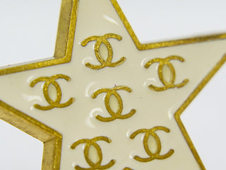 Chanel CC Star Dangle Earrings Metal with Enamel