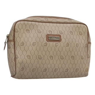 Christian Dior Vintage Honeycomb Zip Pouch Coated Canvas