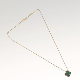 Van Cleef & Arpels Vintage Alhambra Pendant Necklace 18K Yellow Gold and Malachite