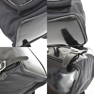 Gucci Vintage Bamboo Backpack Nylon and Patent Leather