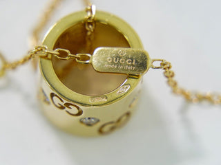 Gucci Icon Blooms Twirl Pendant Necklace 18K Yellow Gold and Diamond