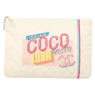 Chanel Coco Cuba Pouch Printed Quilted Canvas