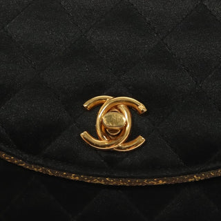 Chanel Vintage Half Moon Chain Bag Quilted Satin with Braided Detail
