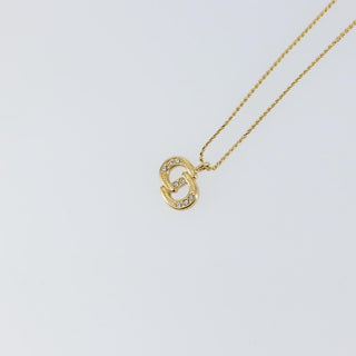 Christian Dior CD Pendant Necklace Metal and Crystals