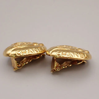 Chanel Mademoiselle Oval Button Earrings Clip-On Gold-plated