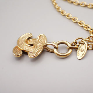 Chanel Vintage CC Pendant Necklace Quilted Metal