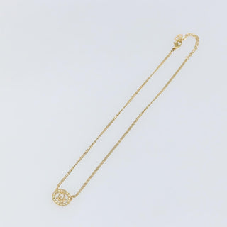 Christian Dior CD Round Pendant Necklace Metal and Crystals