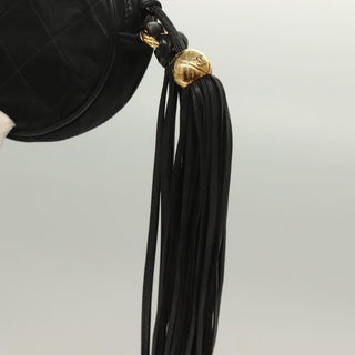 Chanel Vintage Round Tassel Crossbody Bag Quilted Satin