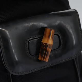 Gucci Vintage Bamboo Backpack Nylon and Patent Leather