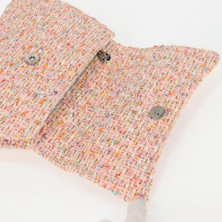 Chanel Vintage CC Chain Top Handle Bag Quilted Tweed