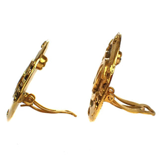 Chanel Vintage CC Round Button Clip-On Earrings Metal